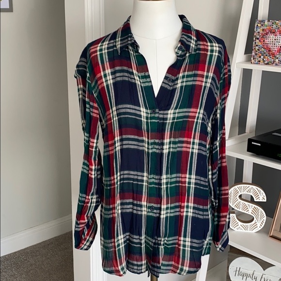 buttons Tops - Plaid Long Sleeve Button Down